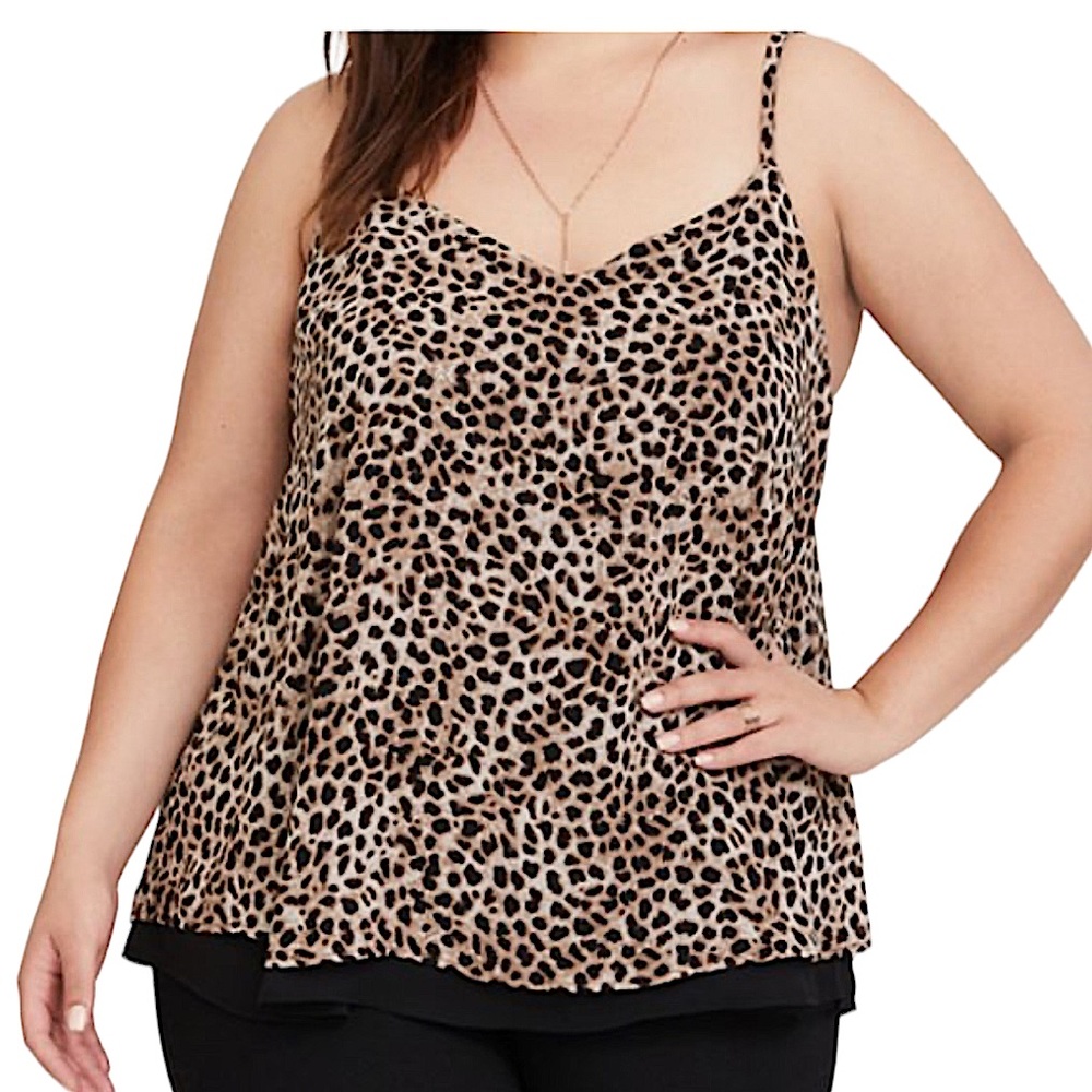 TORRID: Leopard Spaghetti Strap Sophie Chiffon Double Layer Cami- Size 2 /2X